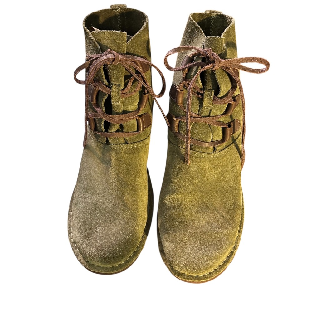 UGG Elvi Suede Lace Up Ankle Harness Boots‎ Women Spruce Olive Green Size 11 NWB
